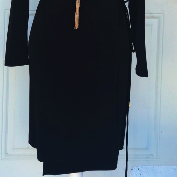 🌷 MICHAEL KORS Black Faux Wrap Flounce Dress - Picture 7 of 8